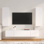 4 Piece TV Cabinet Set White Engineered Wood