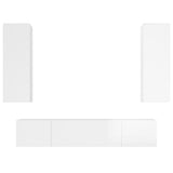 4 Piece TV Cabinet Set High Gloss White Engineered Wood
