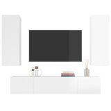 4 Piece TV Cabinet Set High Gloss White Engineered Wood