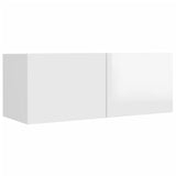 4 Piece TV Cabinet Set High Gloss White Engineered Wood - 45-Degree Angle