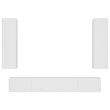 4 Piece TV Cabinet Set White Engineered Wood - Front View
