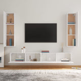 4 Piece TV Cabinet Set White Engineered Wood - Side View