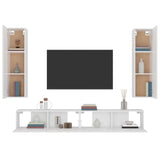 4 Piece TV Cabinet Set White Engineered Wood - 45-Degree Angle