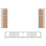 4 Piece TV Cabinet Set White Engineered Wood - Rear View