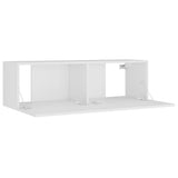 4 Piece TV Cabinet Set White Engineered Wood - Low Angle