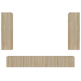 4 Piece TV Cabinet Set Sonoma Oak Engineered Wood - Front View