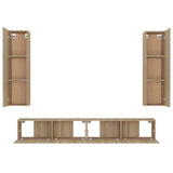 4 Piece TV Cabinet Set Sonoma Oak Engineered Wood - Rear View