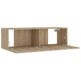 4 Piece TV Cabinet Set Sonoma Oak Engineered Wood - Low Angle