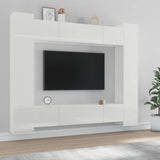 8 Piece TV Cabinet Set High Gloss White Engineered Wood