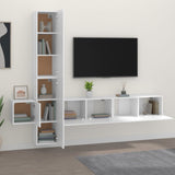 5 Piece TV Cabinet Set White Engineered Wood - Side View