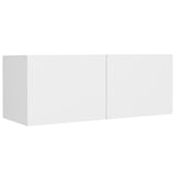 5 Piece TV Cabinet Set White Engineered Wood - 45-Degree Angle