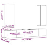 5 Piece TV Cabinet Set White Engineered Wood