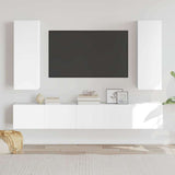 5 Piece TV Cabinet Set White Engineered Wood