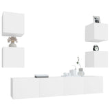 6 Piece TV Cabinet Set White Engineered Wood - Top-Down View