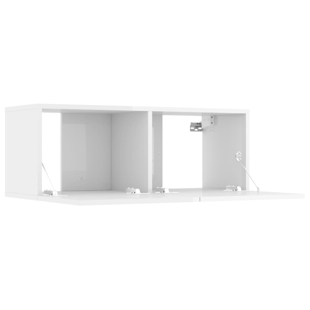 6 Piece TV Cabinet Set High Gloss White Engineered Wood
