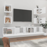 6 Piece TV Cabinet Set White Engineered Wood - Side View