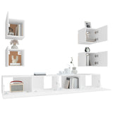 6 Piece TV Cabinet Set White Engineered Wood - 45-Degree Angle