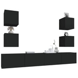 6 Piece TV Cabinet Set Black Engineered Wood - Extra Image