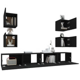 6 Piece TV Cabinet Set Black Engineered Wood - Extra Image