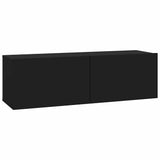 6 Piece TV Cabinet Set Black Engineered Wood - Top-Down View