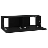 6 Piece TV Cabinet Set Black Engineered Wood - 45-Degree Angle