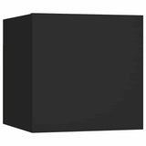 6 Piece TV Cabinet Set Black Engineered Wood - Rear View