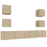 6 Piece TV Cabinet Set Sonoma Oak Engineered Wood