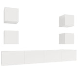 6 Piece TV Cabinet Set High Gloss White Engineered Wood