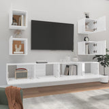 6 Piece TV Cabinet Set High Gloss White Engineered Wood