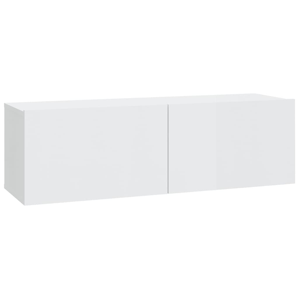 6 Piece TV Cabinet Set High Gloss White Engineered Wood