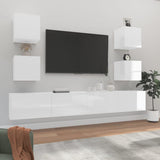6 Piece TV Cabinet Set High Gloss White Engineered Wood