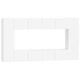 8 Piece TV Cabinet Set White Engineered Wood - Front View
