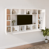 8 Piece TV Cabinet Set White Engineered Wood - Side View