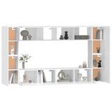 8 Piece TV Cabinet Set White Engineered Wood - Top-Down View