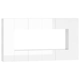 8 Piece TV Cabinet Set High Gloss White Engineered Wood