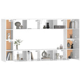 8 Piece TV Cabinet Set High Gloss White Engineered Wood - Top-Down View