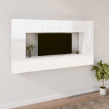 8 Piece TV Cabinet Set High Gloss White Engineered Wood
