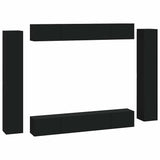 8 Piece TV Cabinet Set Black Engineered Wood
