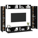 8 Piece TV Cabinet Set Black Engineered Wood