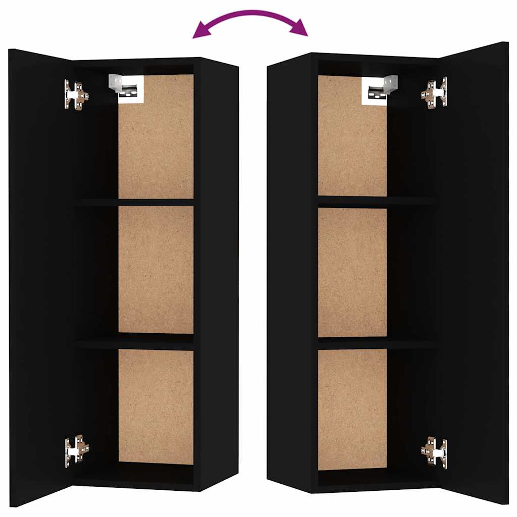 8 Piece TV Cabinet Set Black Engineered Wood