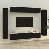 8 Piece TV Cabinet Set Black Engineered Wood