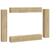 8 Piece TV Cabinet Set Sonoma Oak Engineered Wood - Front View
