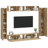 8 Piece TV Cabinet Set Sonoma Oak Engineered Wood - Side View