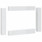 8 Piece TV Cabinet Set High Gloss White Engineered Wood