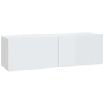 8 Piece TV Cabinet Set High Gloss White Engineered Wood