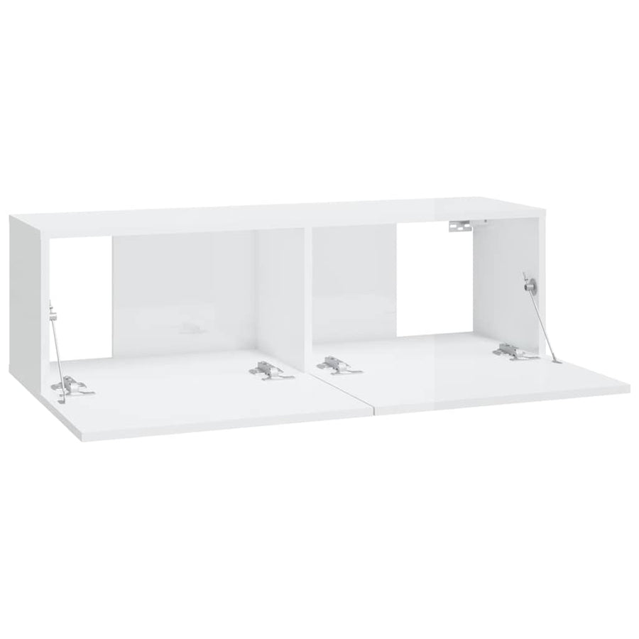 8 Piece TV Cabinet Set High Gloss White Engineered Wood