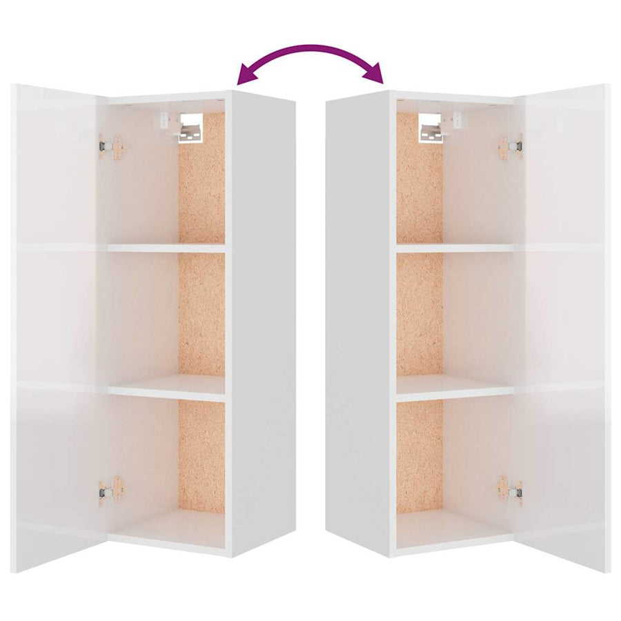 8 Piece TV Cabinet Set High Gloss White Engineered Wood
