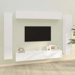8 Piece TV Cabinet Set High Gloss White Engineered Wood