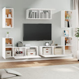 7 Piece TV Cabinet Set White Engineered Wood - Side View