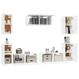 7 Piece TV Cabinet Set White Engineered Wood - Top-Down View